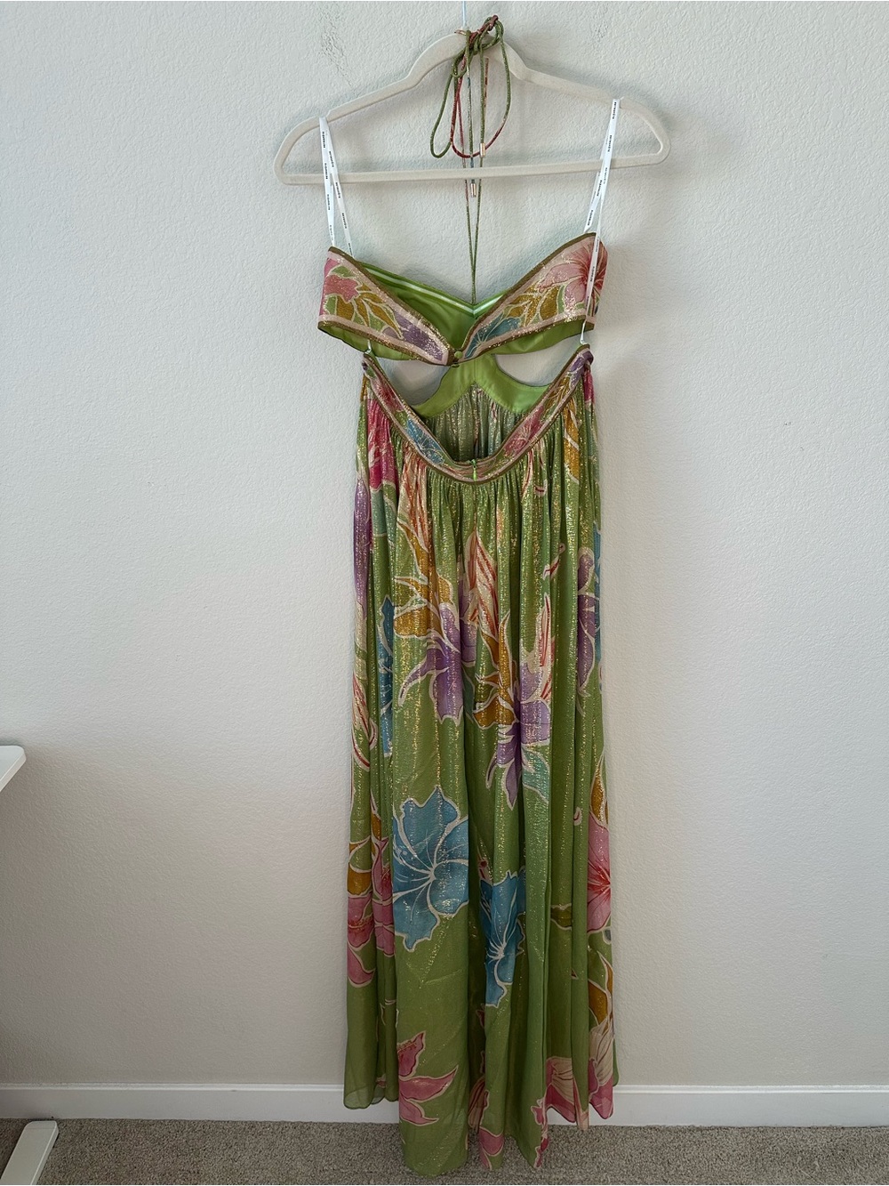 RETROFETE Rabel Hibiscus Kiwi Floral Maxi Cut Out Dress SZ S NWT - Picture 8 of 8